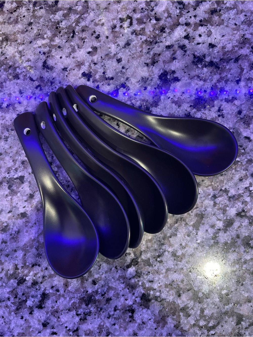 Set of 6 Black Asian Soup Spoons NEW